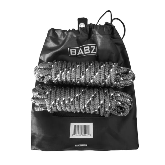BABZ Premium Double Braded Nylon Boat Dock Line 3/8in x 15ft - 2 Pack - Grey