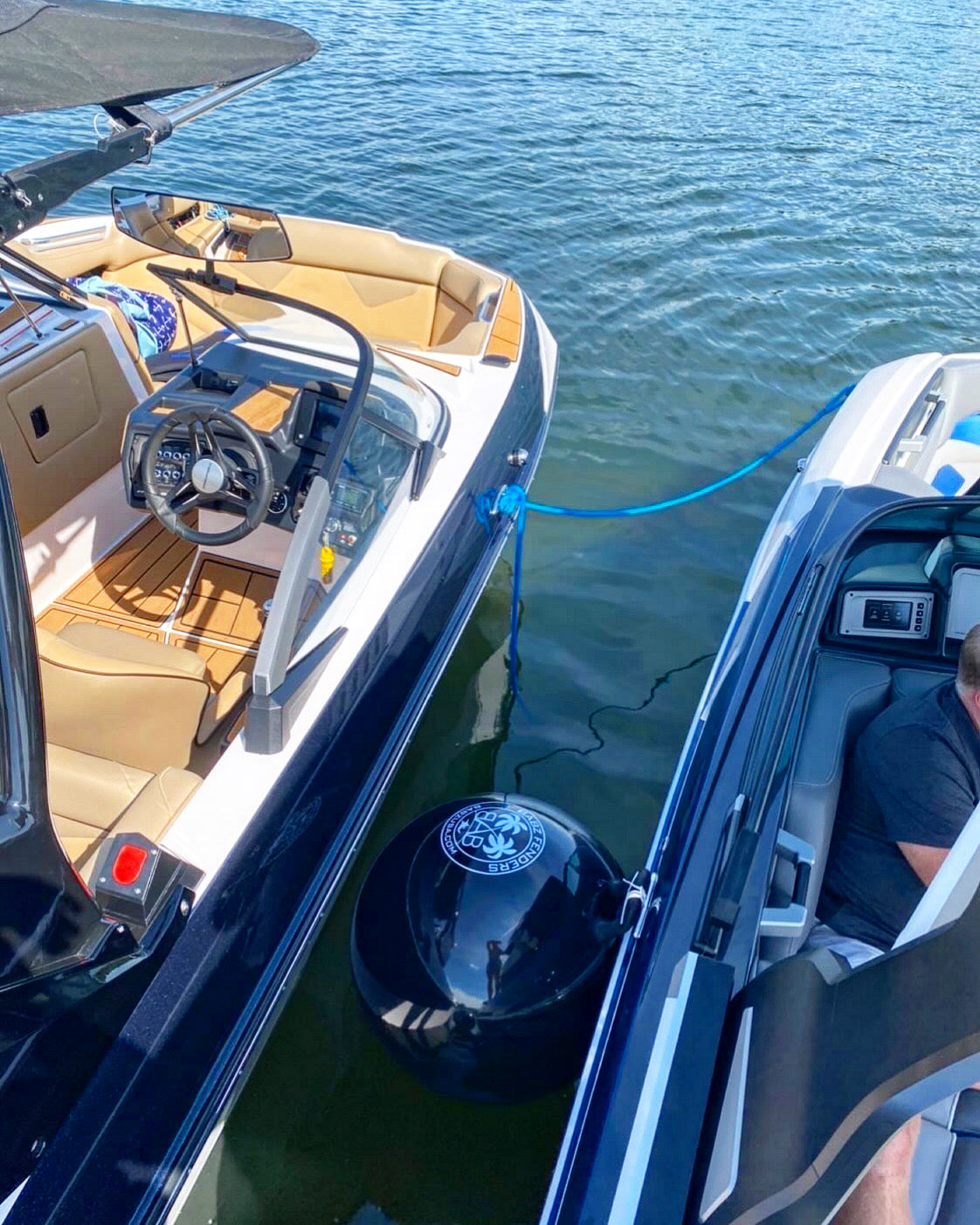 BABZ Classic Inflatable Boat Fender Bumpers (24", Black w/White Logo, Pack of 1)