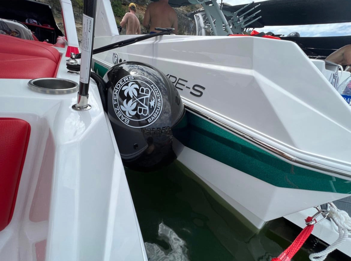 BABZ Classic Inflatable Boat Fender Bumpers (24", Black w/White Logo, Pack of 1)