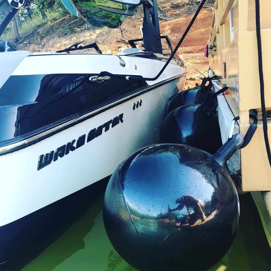 BABZ Classic Inflatable Boat Fender Bumpers (24", Black w/White Logo, Pack of 1)