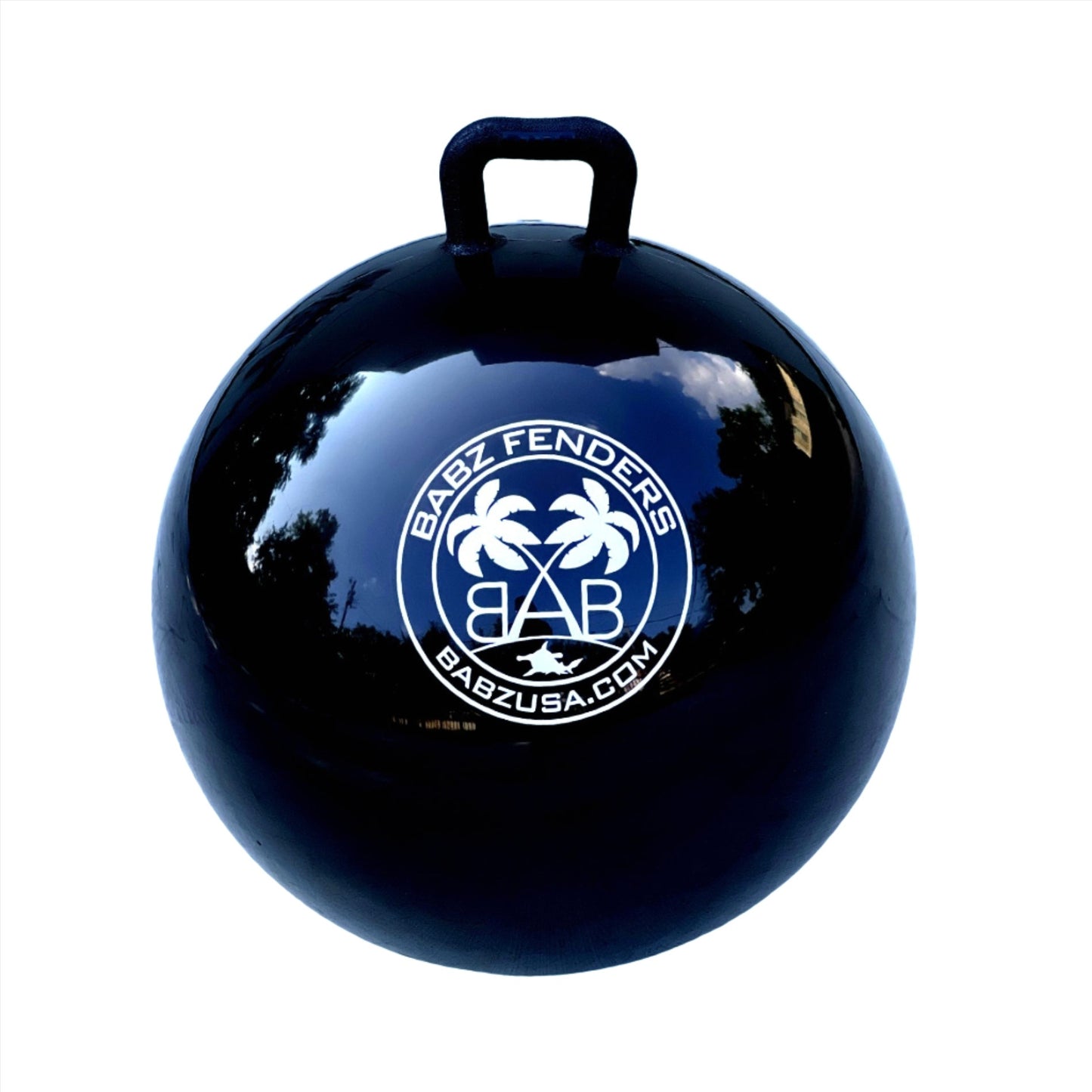 BABZ Classic Inflatable Boat Fender Bumpers (24", Black w/White Logo, Pack of 1)